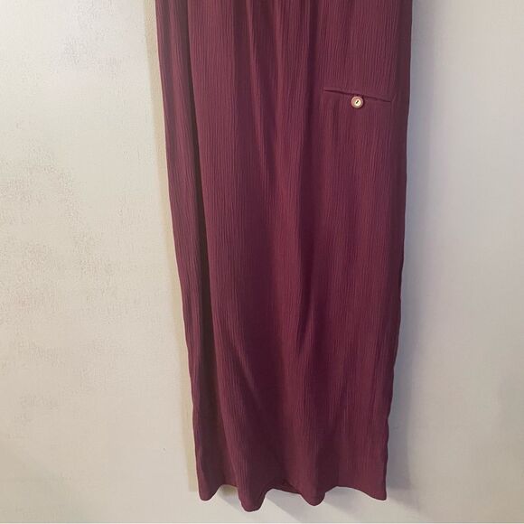 Vintage Thao’s Tailor Burgundy Button-Back Midi Dress Size XS EUC - Picture 11 of 12